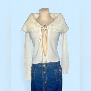 Front-Tie Cardigan w/ Faux Fur Trim Woman’s XS/S